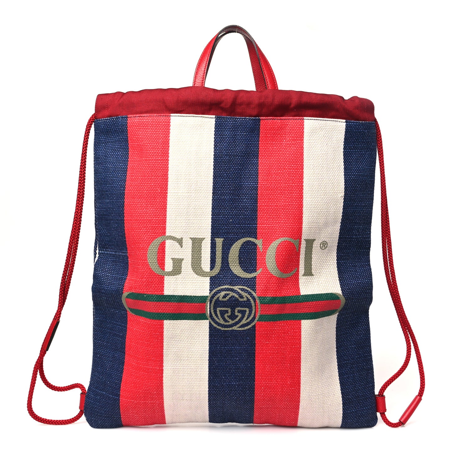 Canvas Logo Sylvie Stripe Drawstring Backpack Red