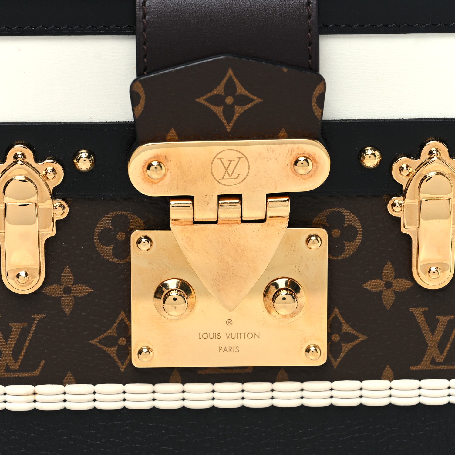 Louis Vuitton Monogram Calfskin Petite Malle Black White 7 of 10