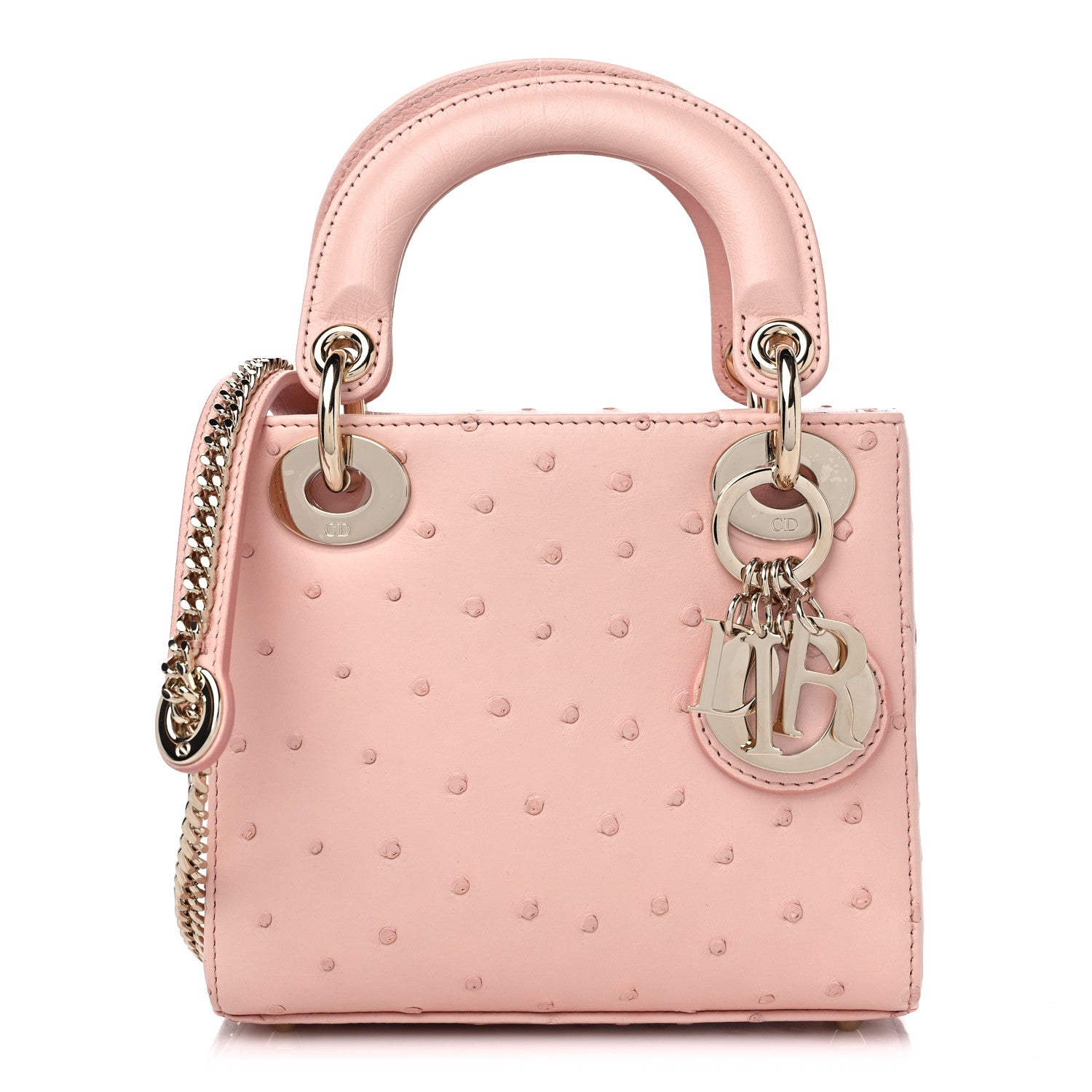 Christian Dior Ostrich Mini Lady Dior Light Pink 1261453