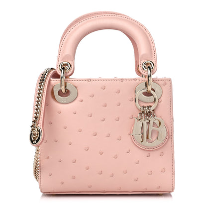 Christian Dior Ostrich Mini Lady Dior Light Pink 1 of 9
