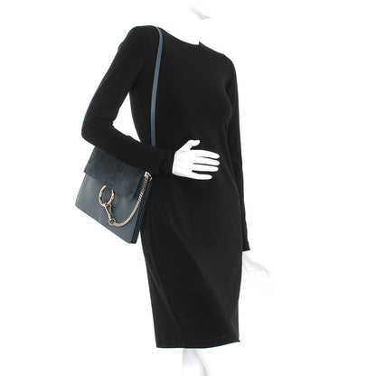 Chloe Suede Calfskin Medium Faye Shoulder Bag Silver Blue 2 of 7