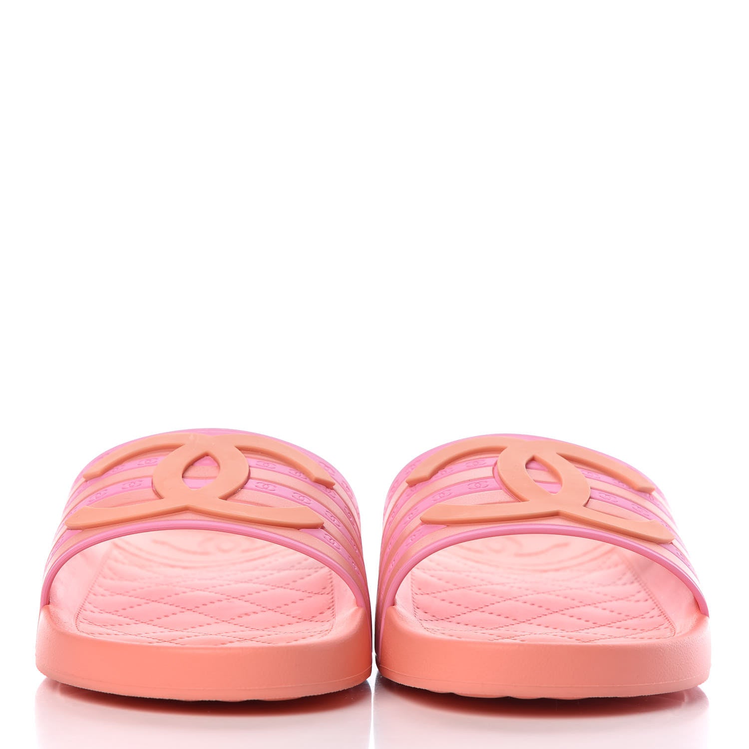 Chanel Rubber CC Flat Slide Sandals 39 Orange Pink 2 of 8