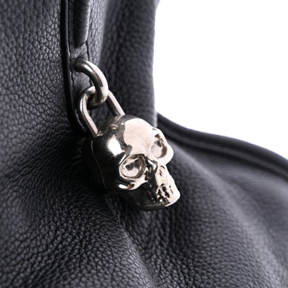 Alexander McQueen Pebbled Calfskin Mini Skull Padlock Zip Around Tote Black 14 of 15