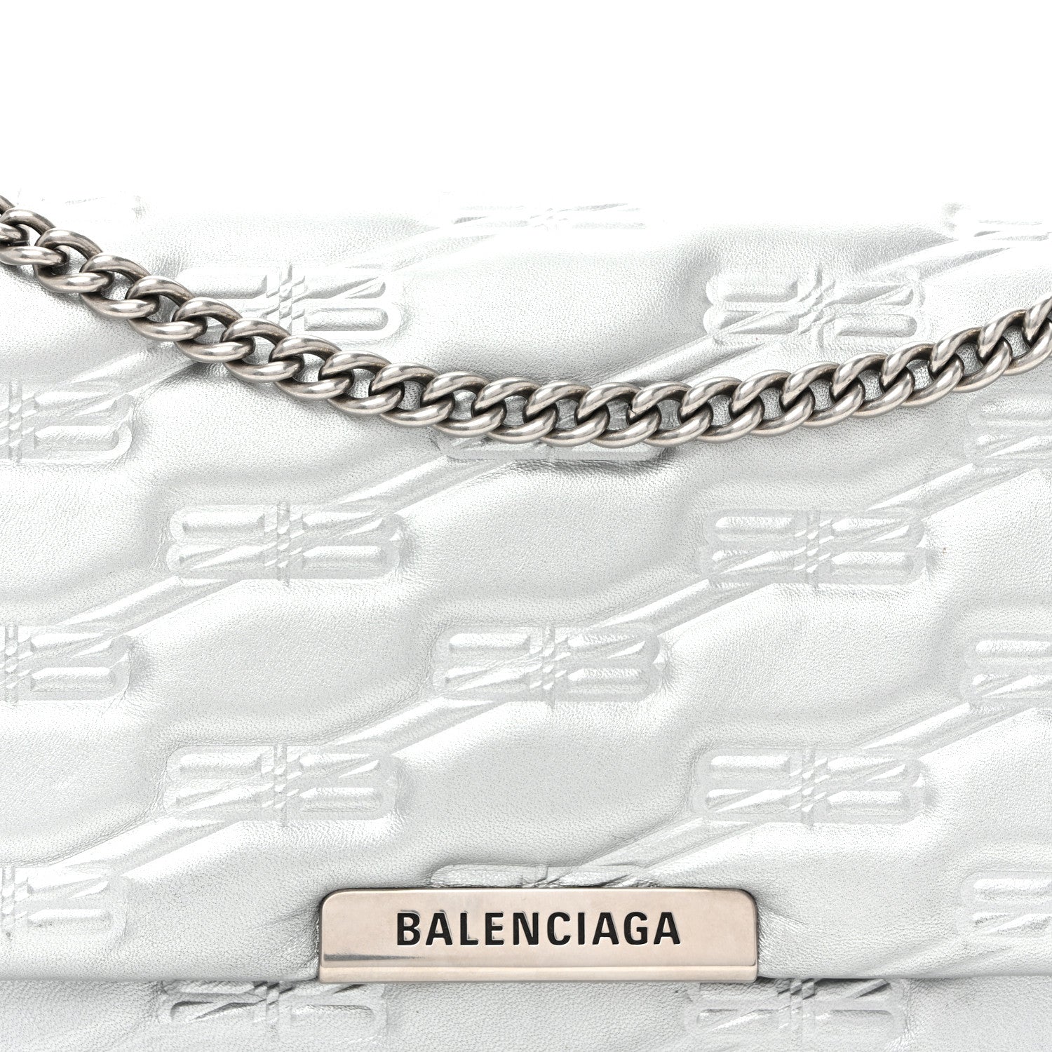 Balenciaga Nappa Allover License BB Monogram Embossed Medium Triplet Bag Silver 8 of 10