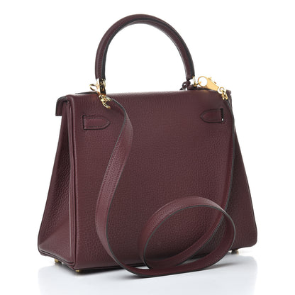 Hermes Togo Kelly Retourne 25 Bordeaux 3 of 40
