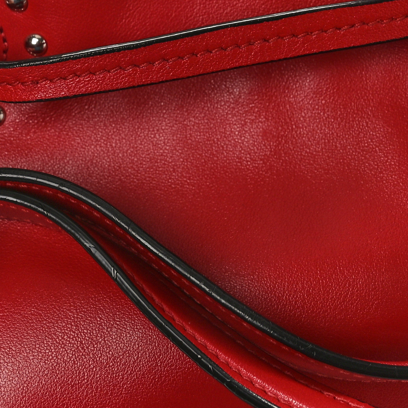 Soft Calf Studded Bucket Bag Rosso
