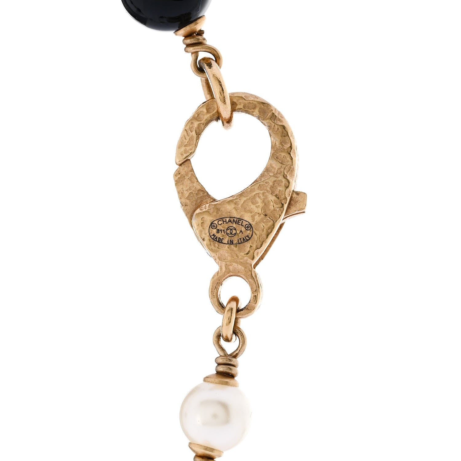 Chanel Pearl Bead CC Long Necklace Ruthenium Black 5 of 6