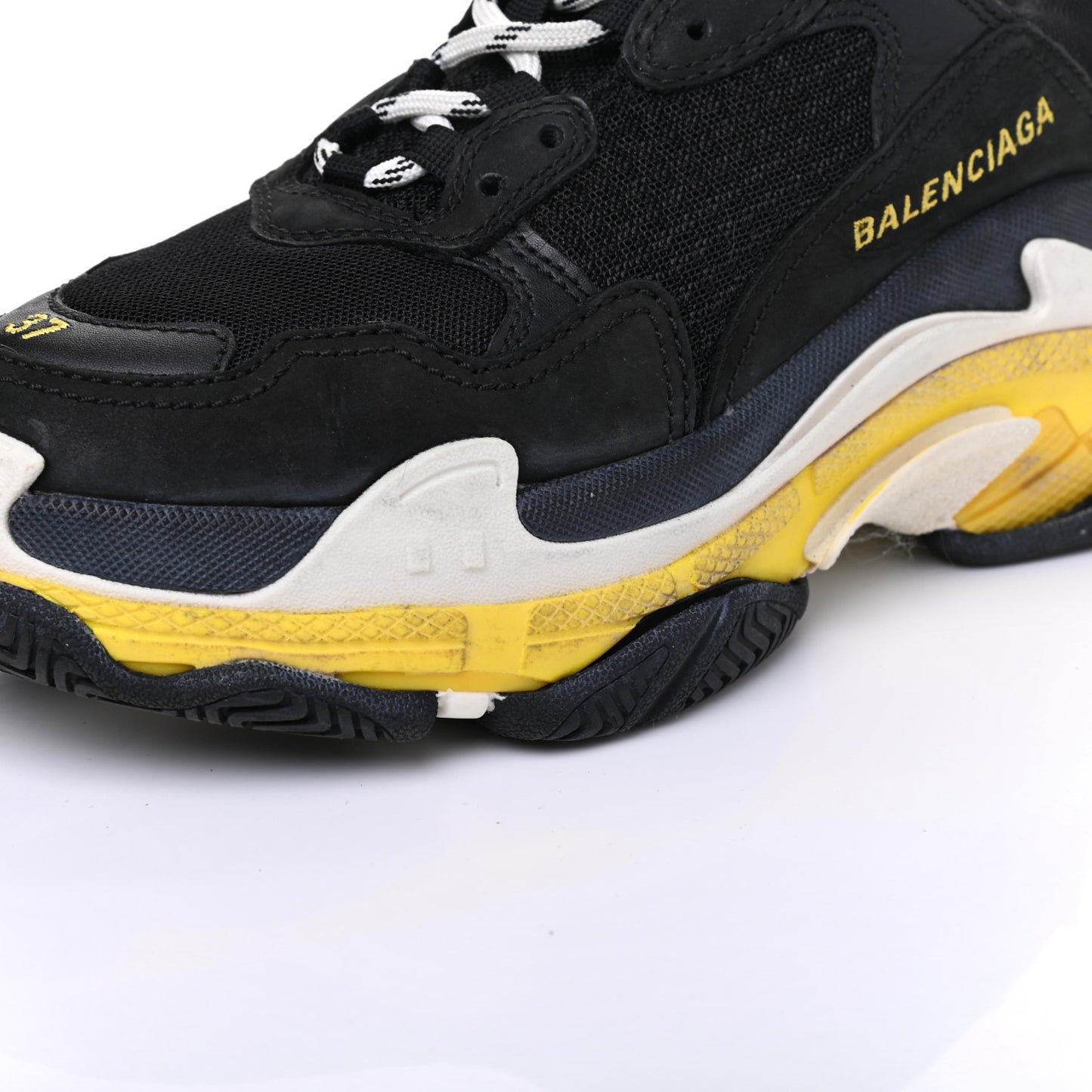 Fabric Mesh Womens Triple S Sneakers 37 Black Yellow