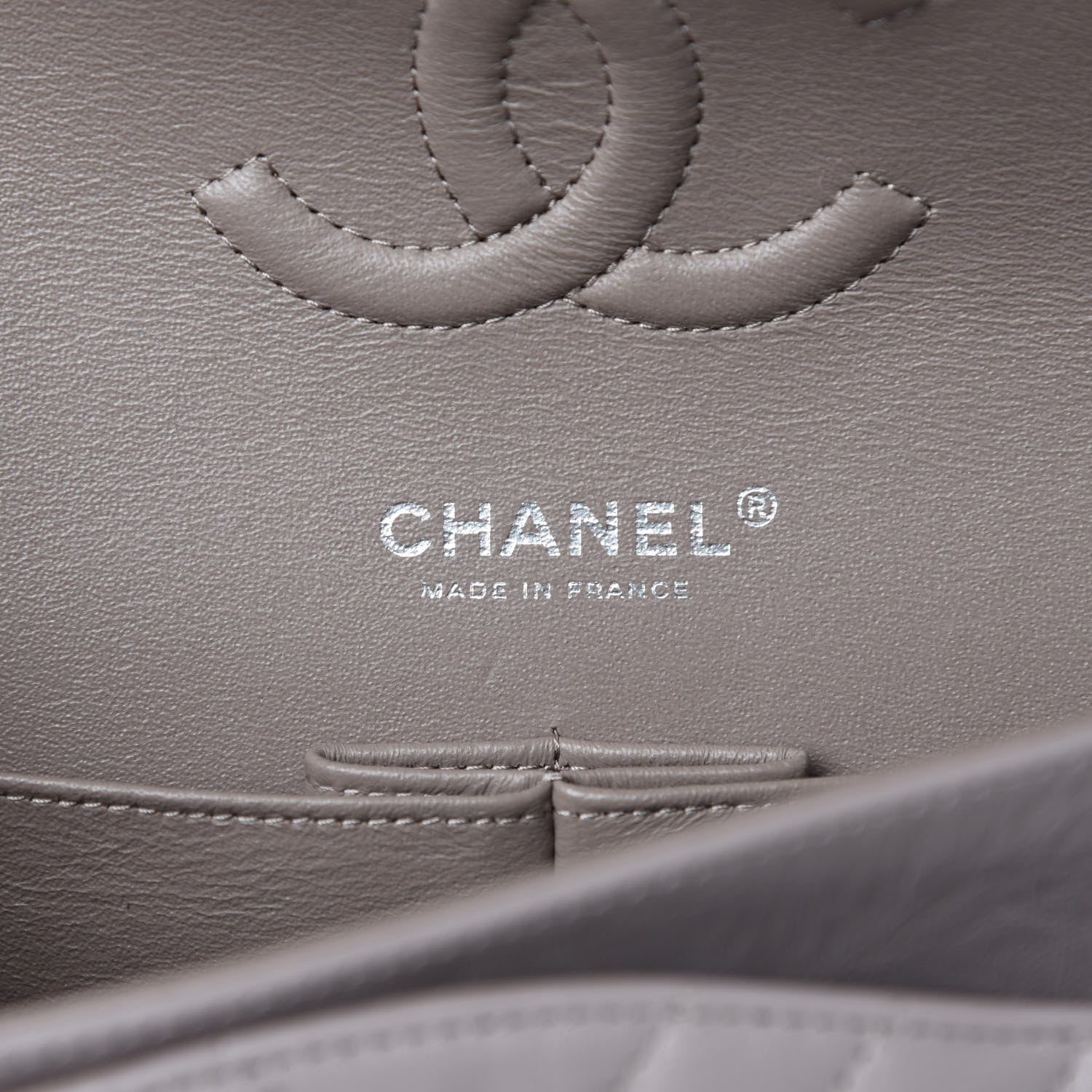 Chanel Iridescent Calfskin Chevron Quilted Medium Double Flap Grey 8 of 11