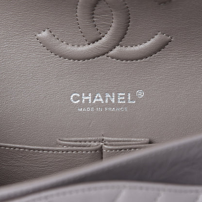 Chanel Iridescent Calfskin Chevron Quilted Medium Double Flap Grey 8 of 11