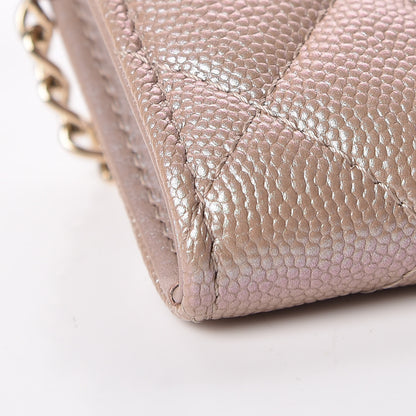 Chanel Iridescent Caviar Quilted Key Holder Case Light Gold 5 of 11