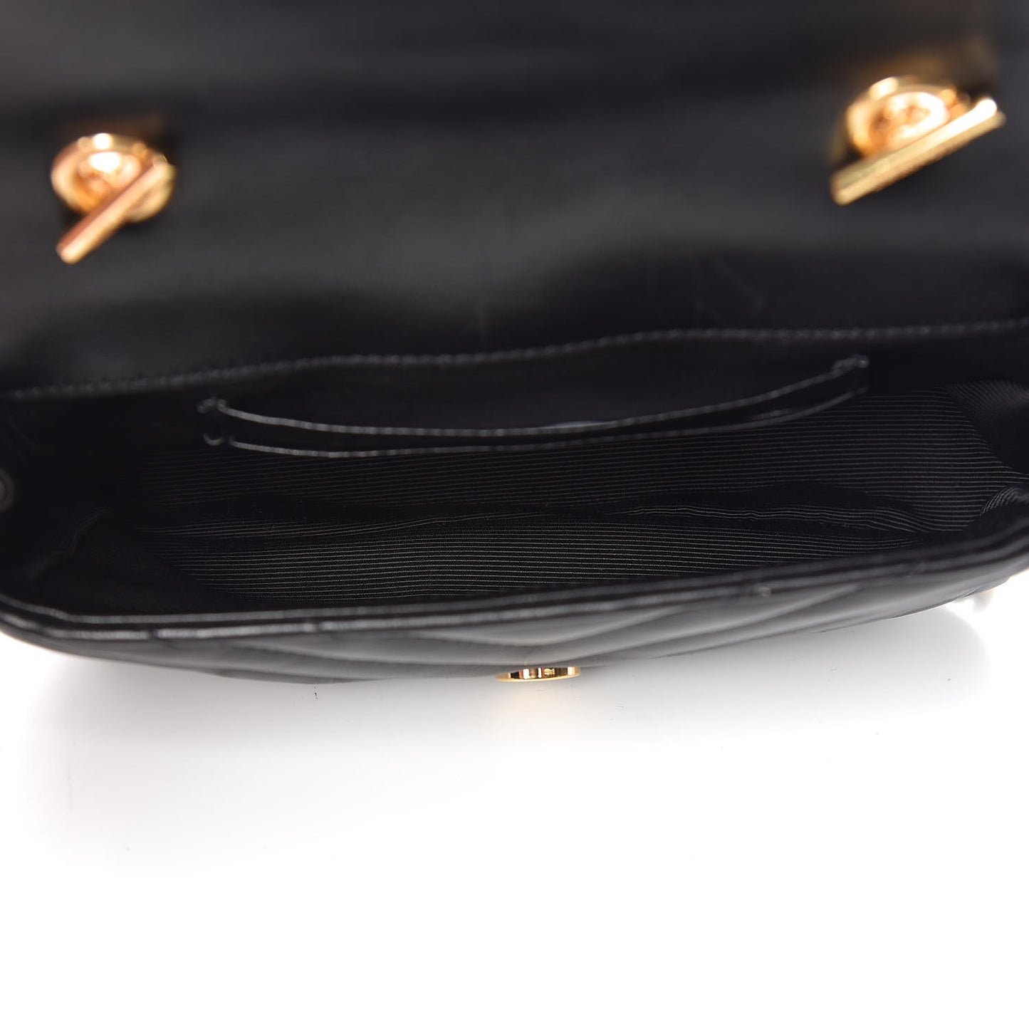 Calfskin Matelasse Chevron Classic Monogram Baby Chain Bag Black