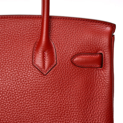 Hermes Taurillon Clemence Birkin 30 Rouge Casaque 27 of 33