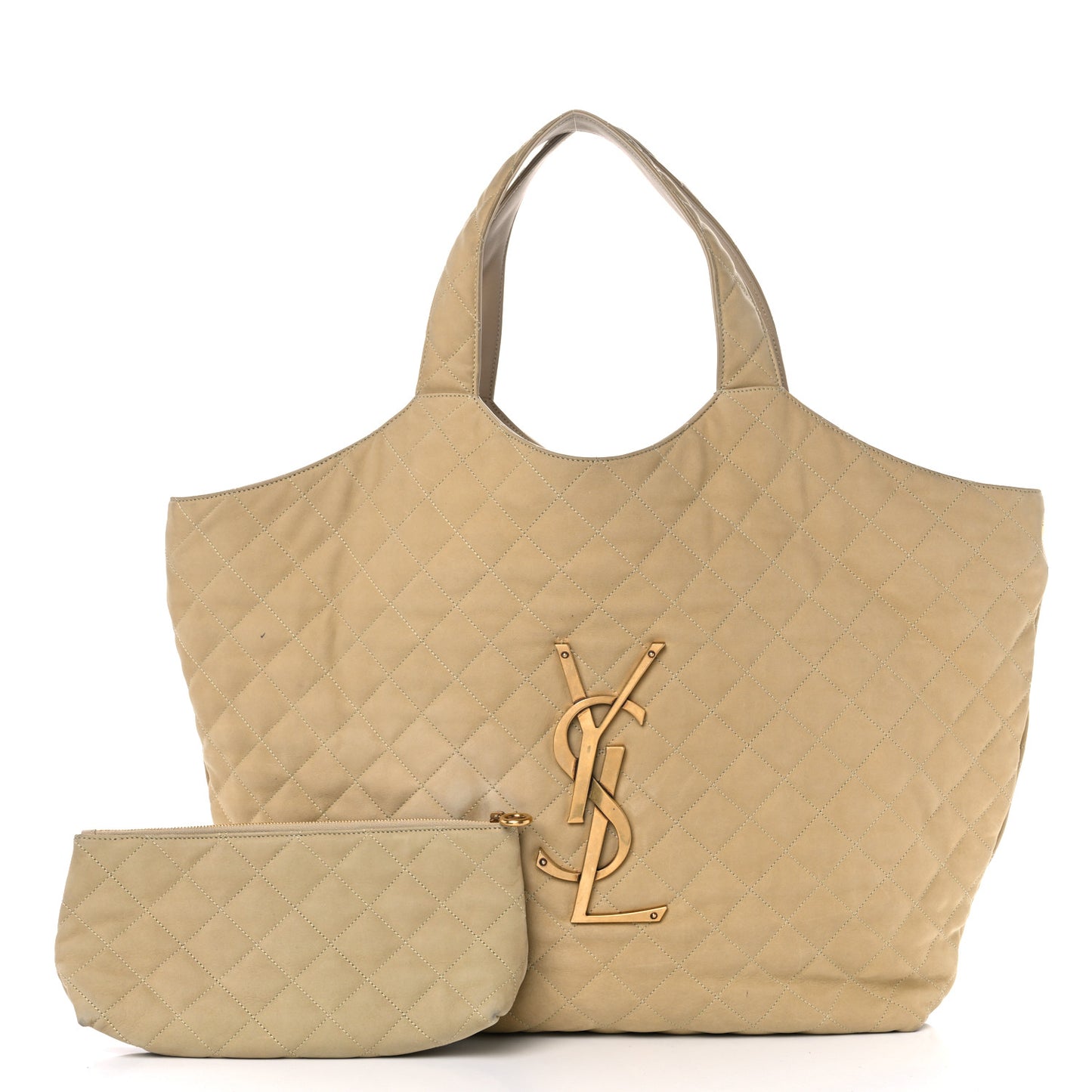 Nubuck Suede Quilted Maxi Icare Shopping Tote Safari Beige
