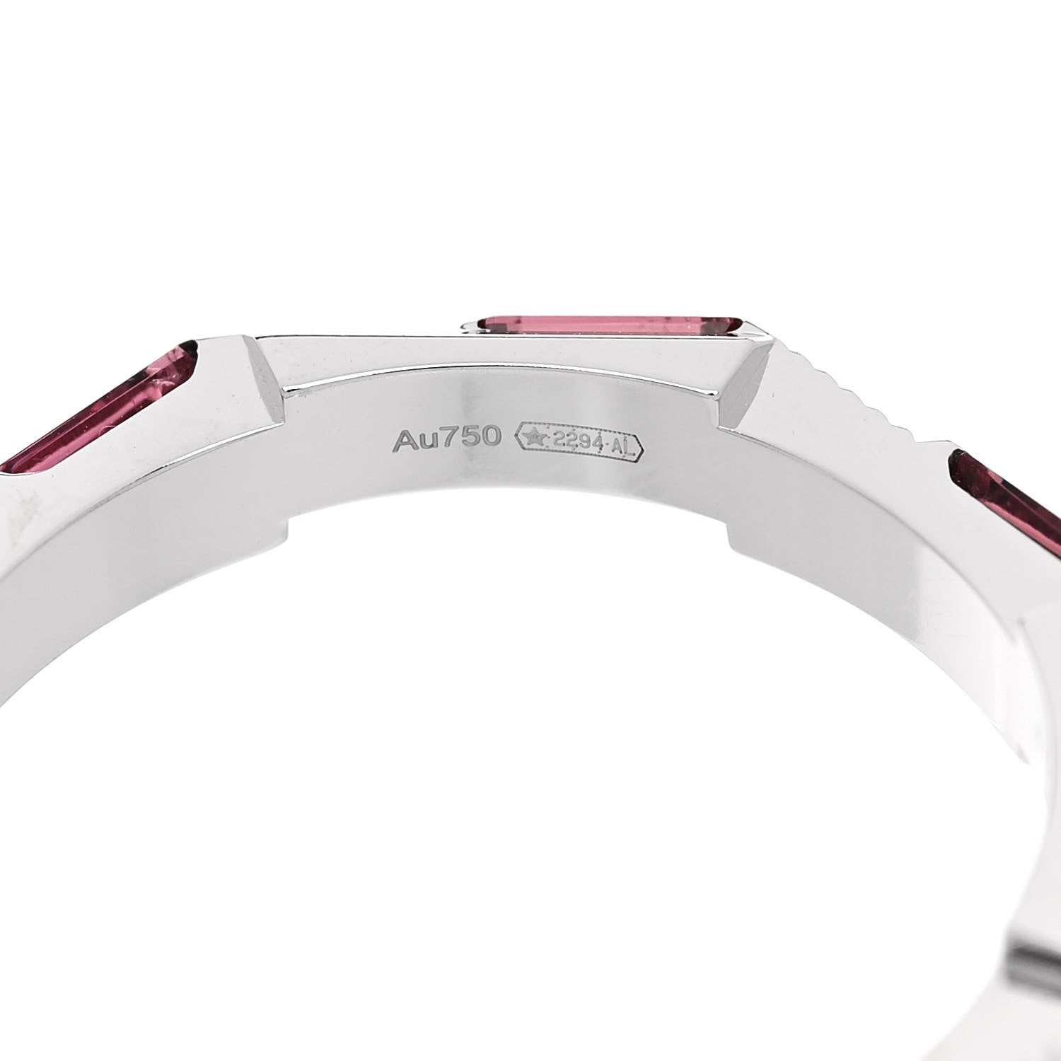 Gucci 18K White Gold Rubellite Narrow Link to Love Ring 57 8 5 of 6