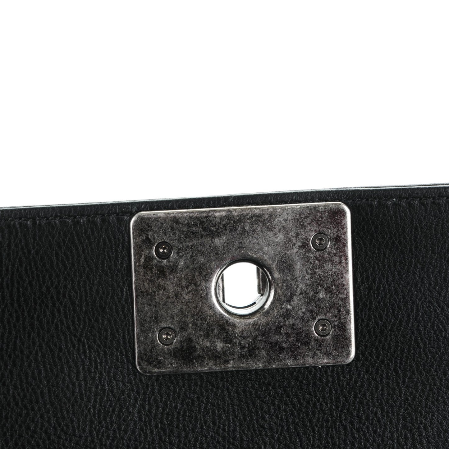 Calfskin Double Stitch Medium Boy Flap Black