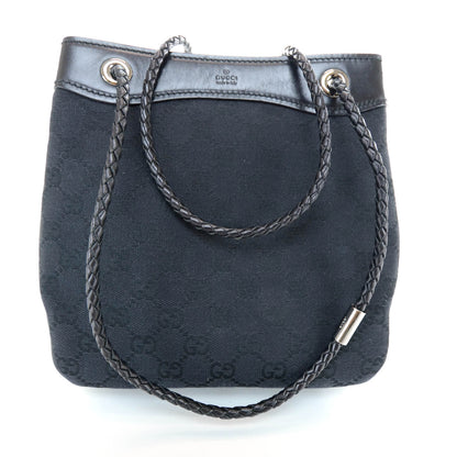 Gucci Canvas Monogram Woven Handle Tote Black 1 of 9