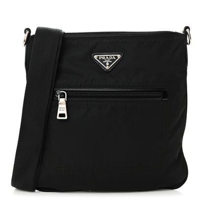 Prada Tessuto Nylon Saffiano Flat Messenger Bag Black 1 of 10
