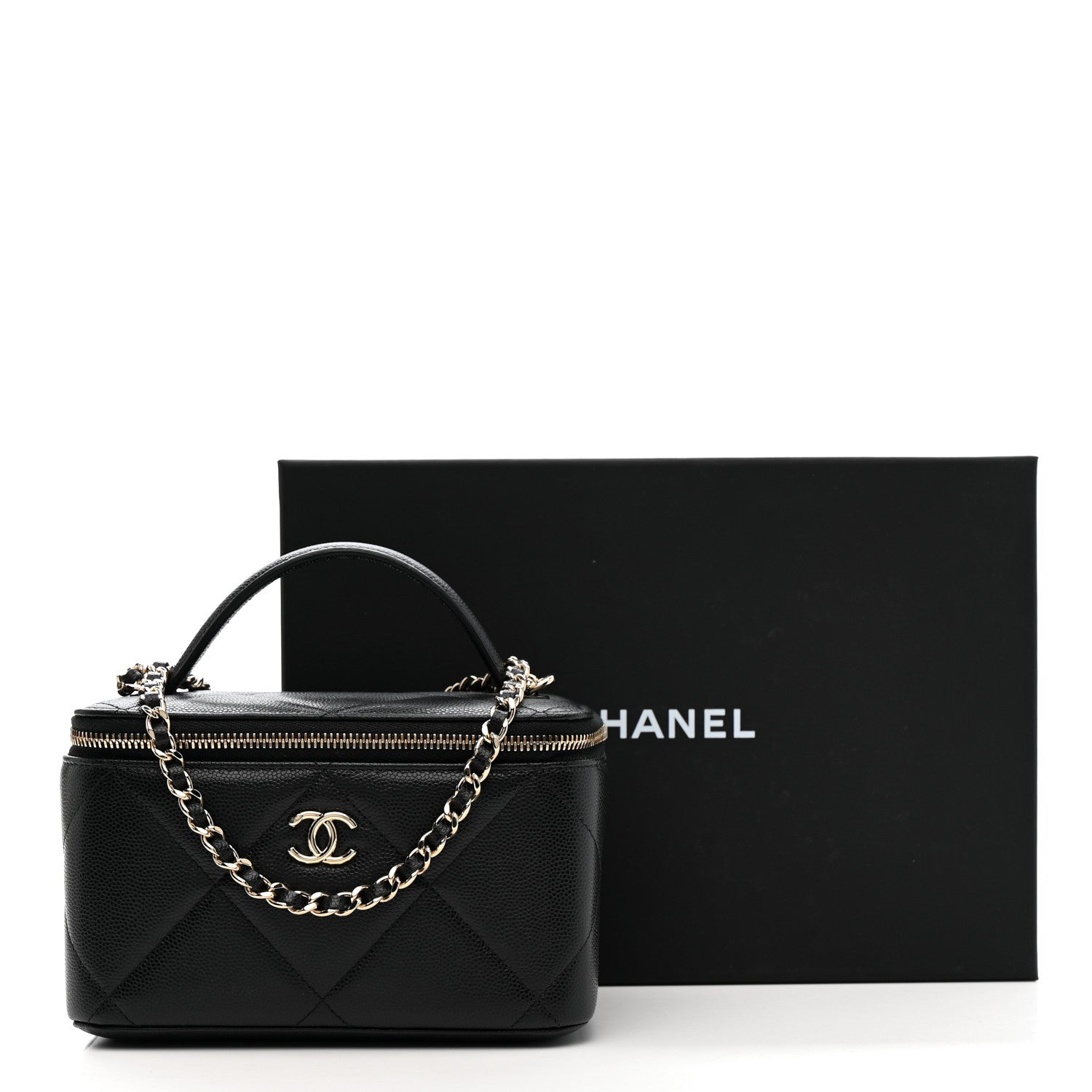 Chanel Caviar Quilted Top Handle Long Vanity Black 12 of 12