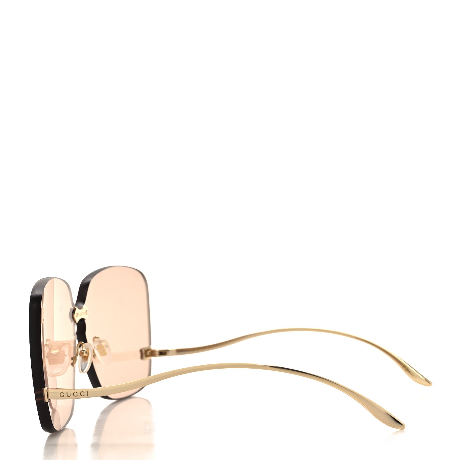Gucci Acetate Metal Rimless Square Sunglasses GG0355S Gold 3 of 8