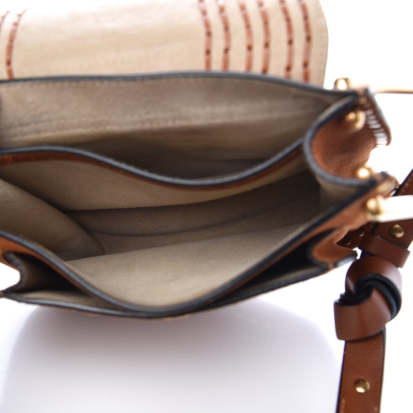 Suede Calfskin Braided Small Hudson Shoulder Bag Caramel