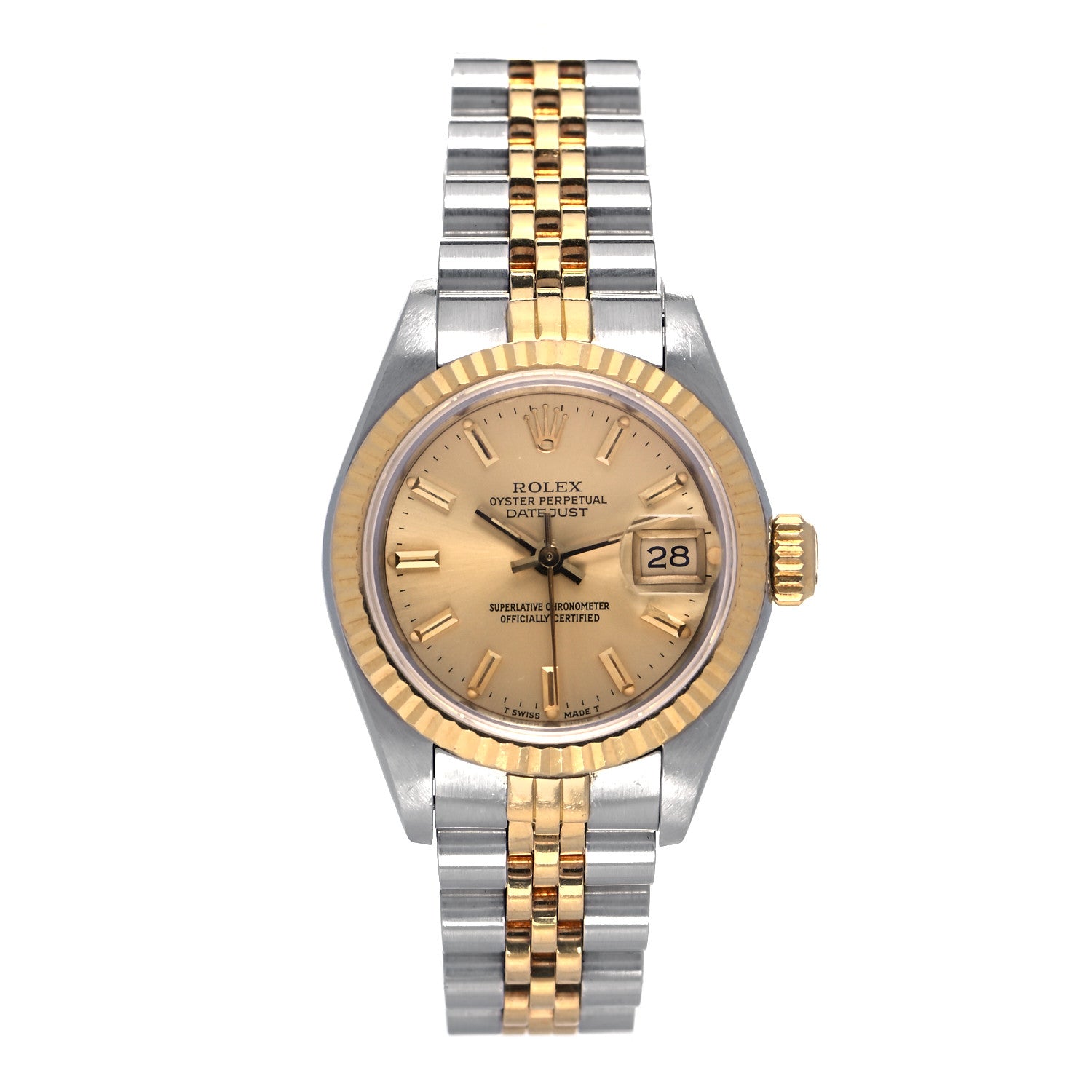 Rolex Stainless Steel 18K Yellow Gold 26mm Oyster Perpetual Datejust Watch Champagne 69173 1 of 4