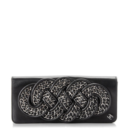 Chanel Lambskin Silver Chain Knot Clutch Black 1 of 7