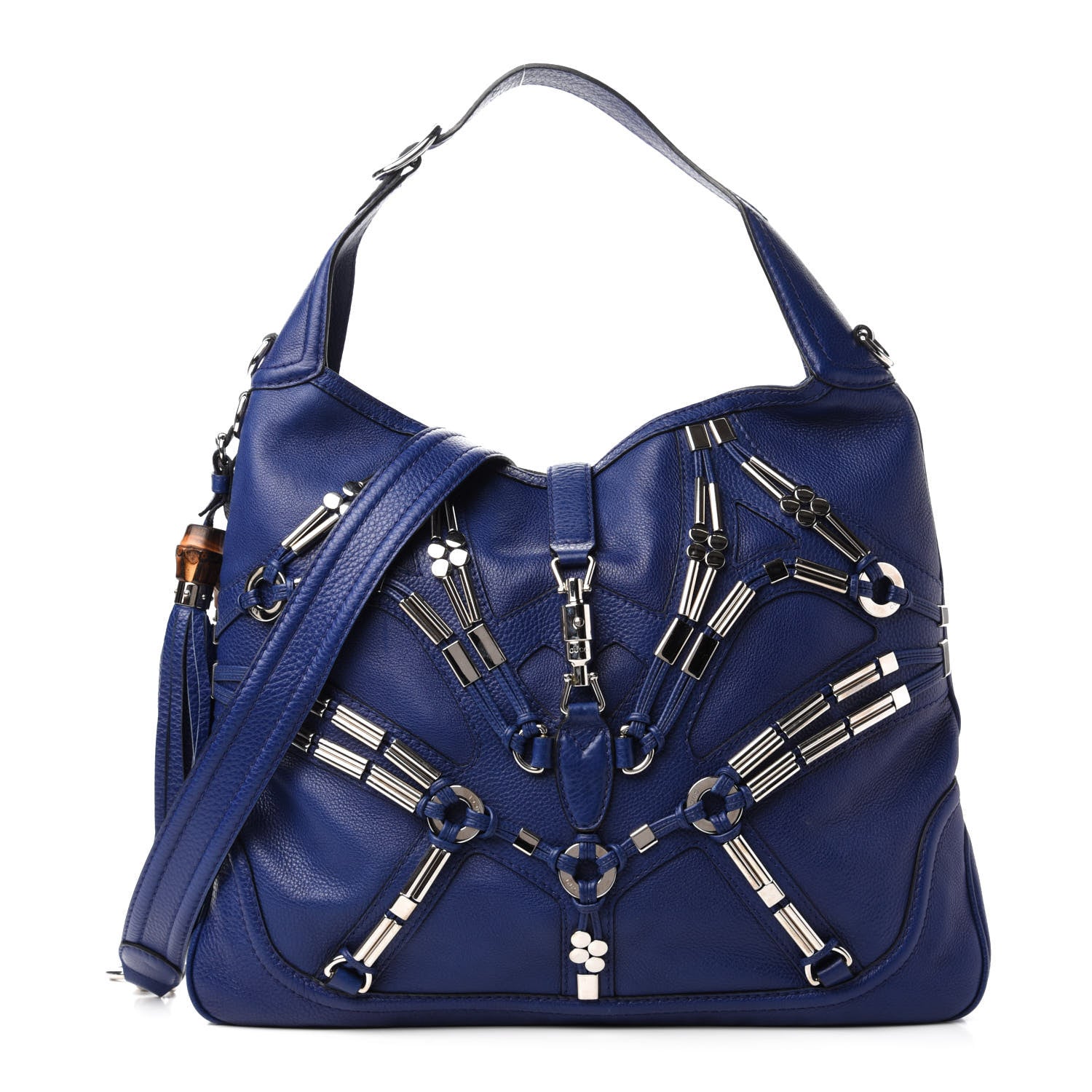 Gucci Calfskin Embellished Large New Jackie Hobo Blue 1 of 10