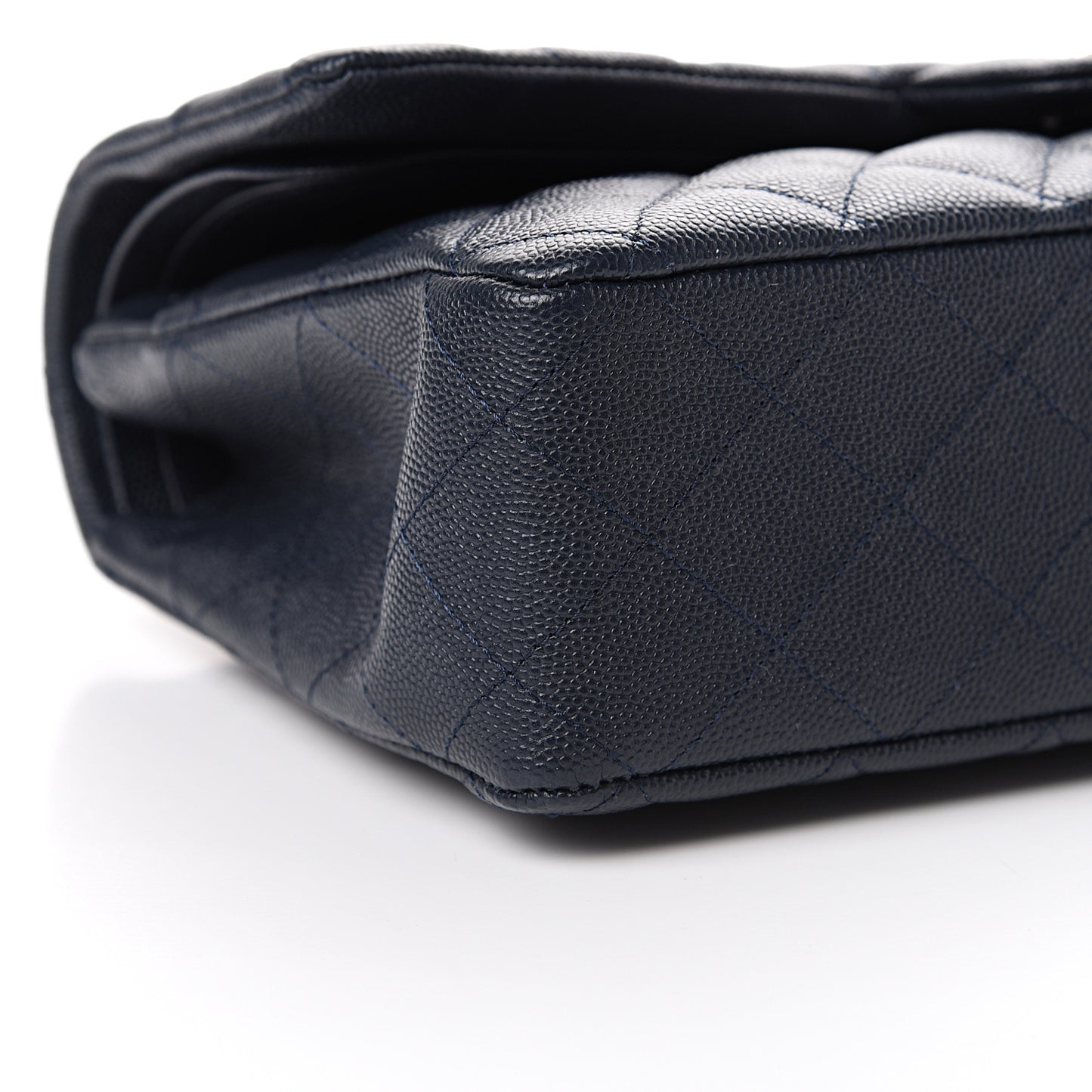 Caviar Quilted Medium Double Flap Dark Blue