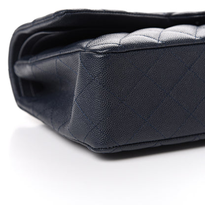 Chanel Caviar Quilted Medium Double Flap Dark Blue 8 of 10