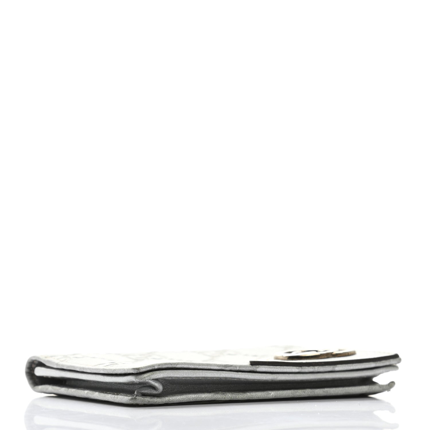Gucci Metallic Guccissima Interlocking G Flap Card Case Silver 4 of 10