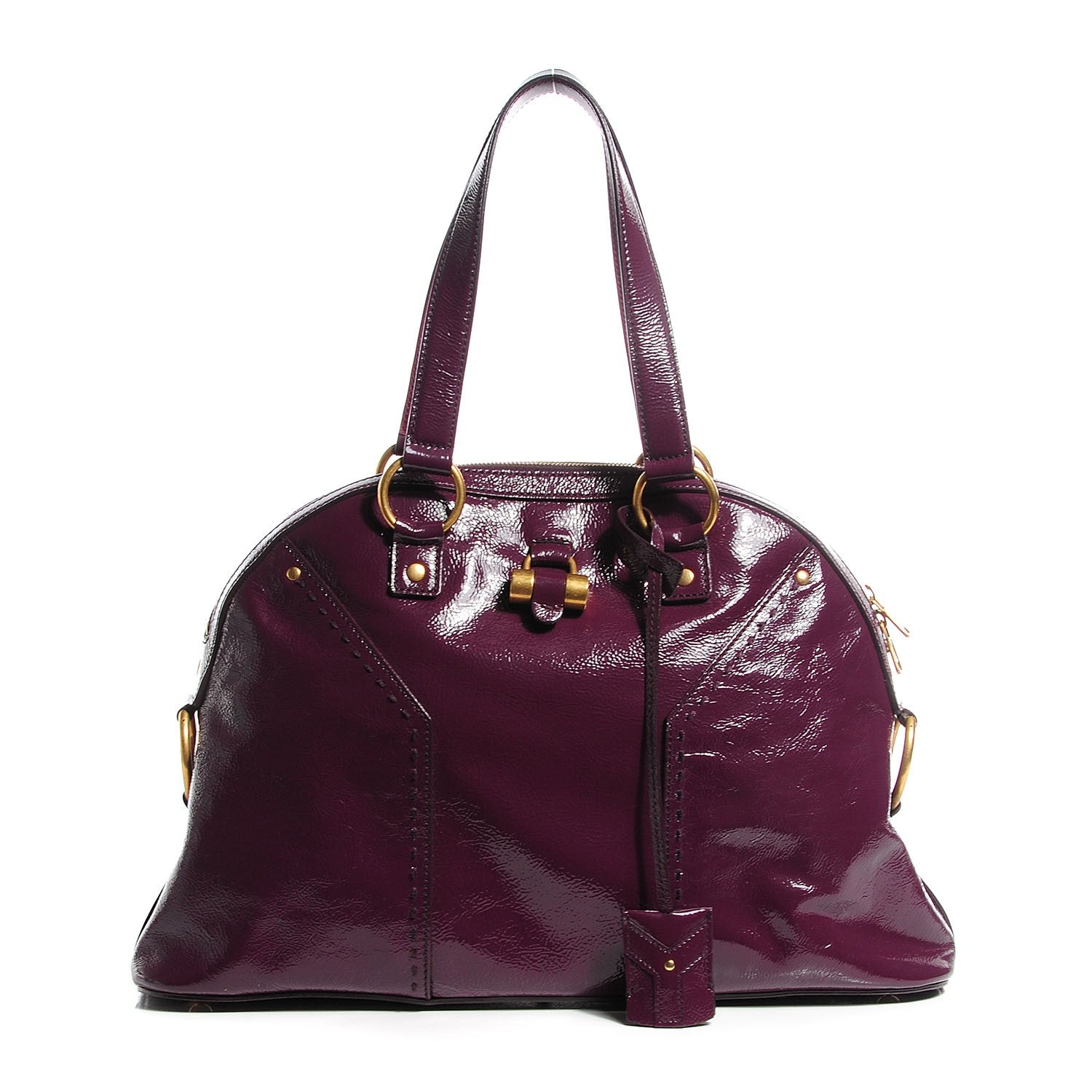 Saint Laurent Patent Calfskin Large Muse Eggplant 1 of 8