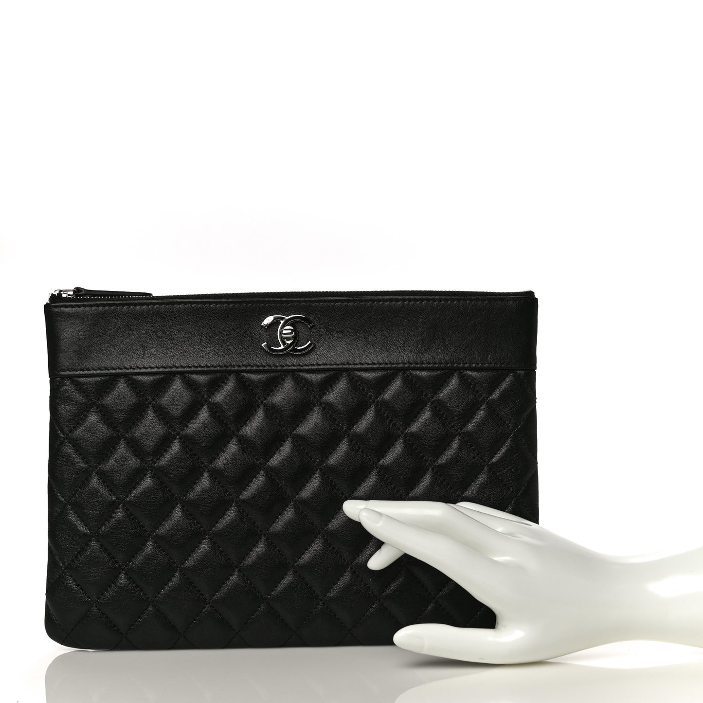 Sheepskin Quilted Medium Vintage Mademoiselle Cosmetic Case Black