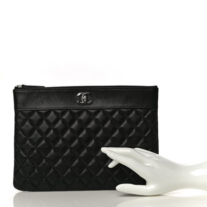Chanel Sheepskin Quilted Medium Vintage Mademoiselle Cosmetic Case Black 2 of 14