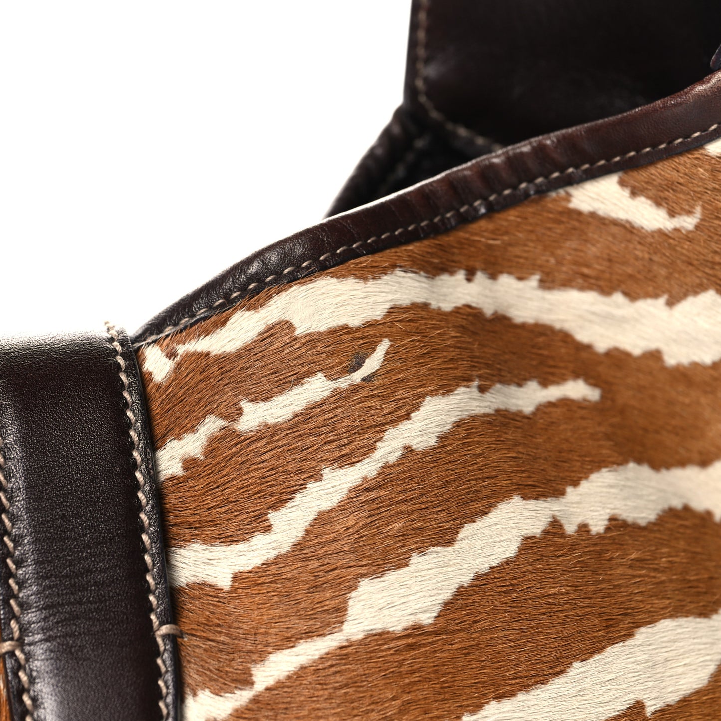 Pony Hair Zebra Print Large Jackie O Bouvier Hobo Brown
