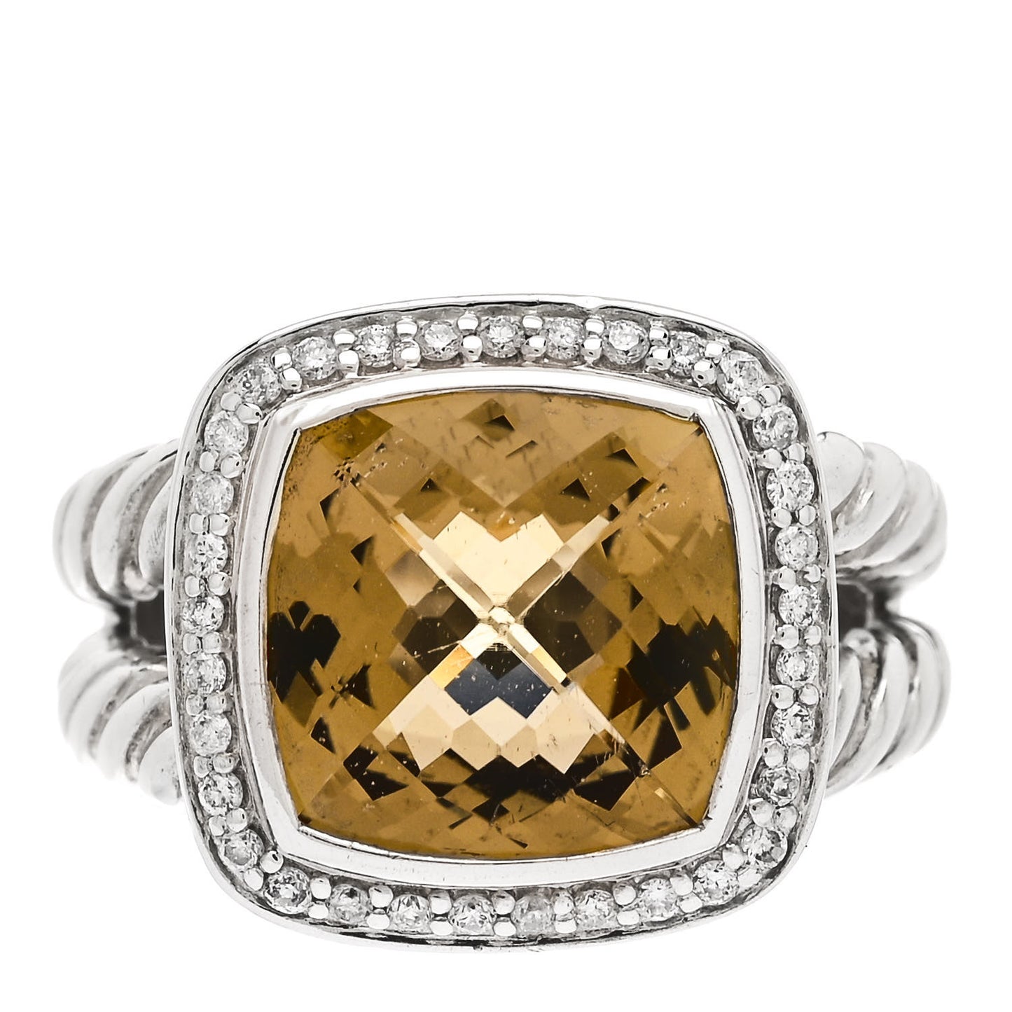 Sterling Silver Diamond Citrine 11mm Albion Ring 54 7