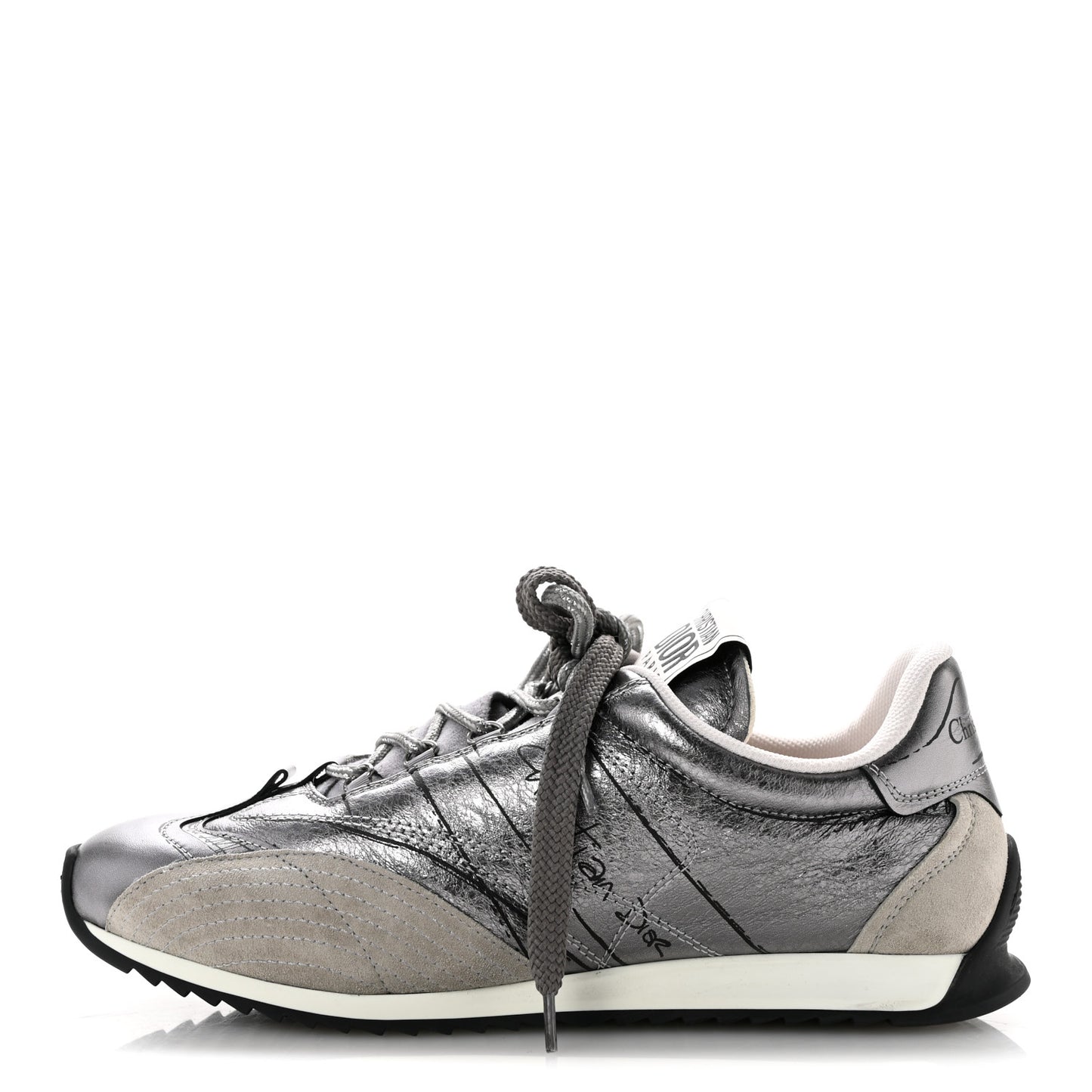 Metallic Lambskin Suede Womens D-Sketch Sneakers 39 Steel