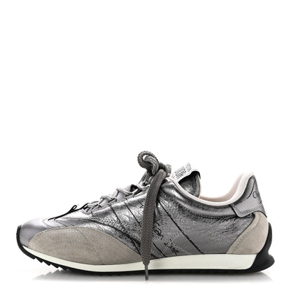 Christian Dior Metallic Lambskin Suede Womens D-Sketch Sneakers 39 Steel 1 of 11
