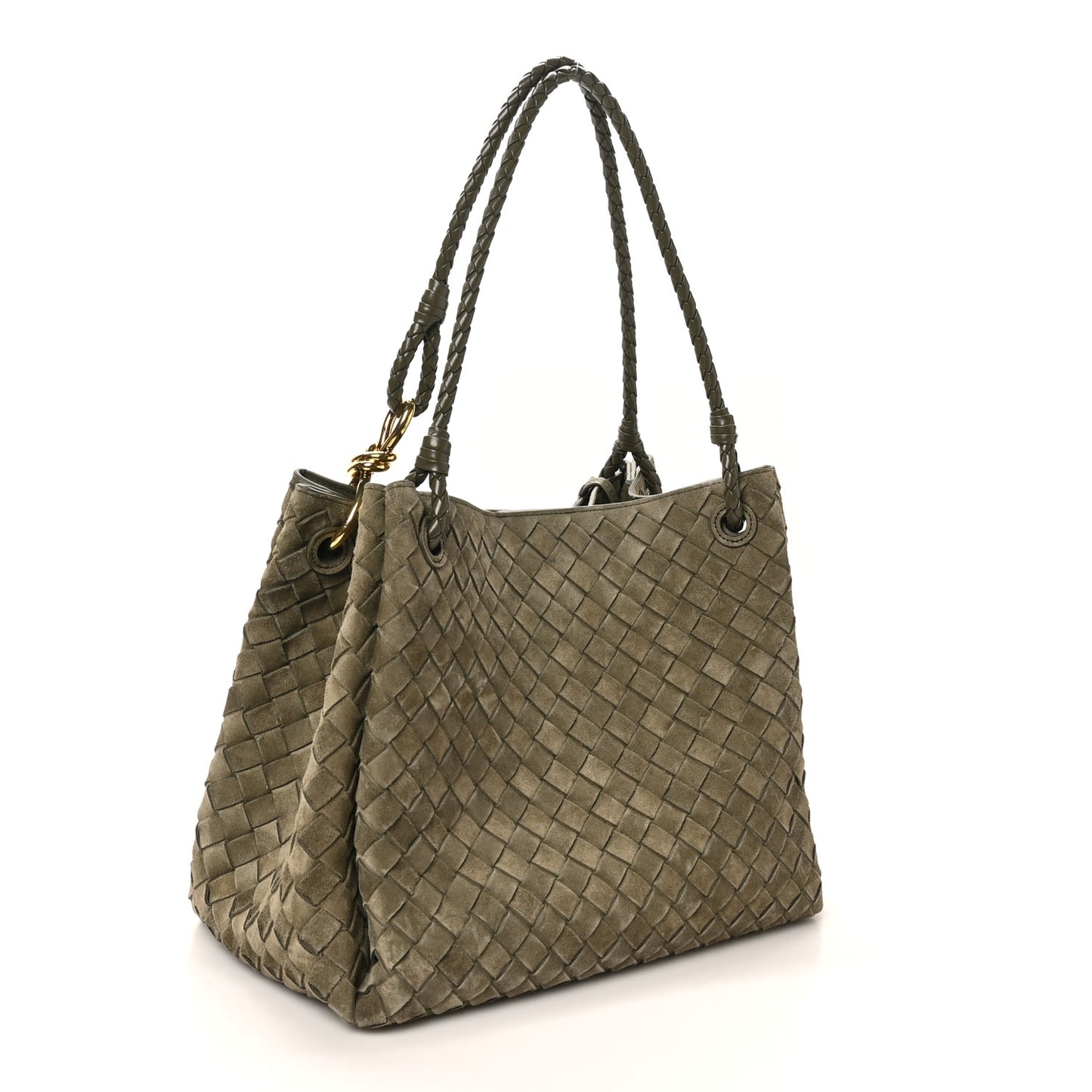 Suede Intrecciato Large Andiamo Parachute Shoulder Bag Cypress