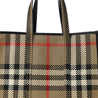 Burberry Calfskin Woven Vintage Check East West Book Tote 7 of 9