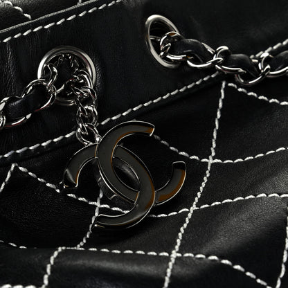 Chanel Lambskin Contrast Stitch Shoulder Bag Black 5 of 7