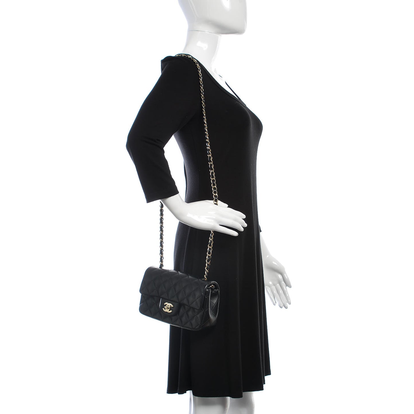 Lambskin Quilted Mini Rectangular Flap Black