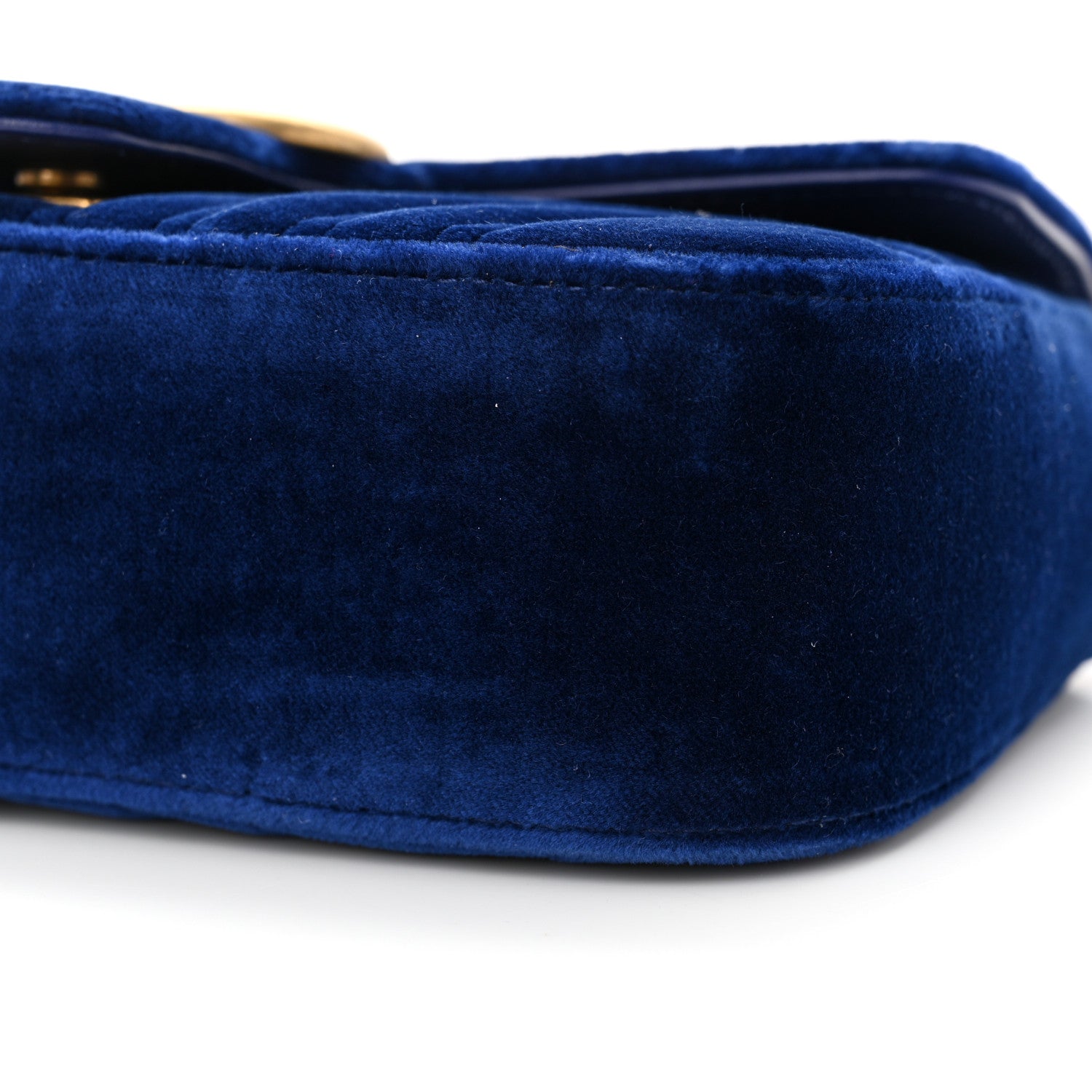 Gucci Velvet Matelasse Mini GG Marmont Shoulder Bag Cobalt Blue 10 of 12