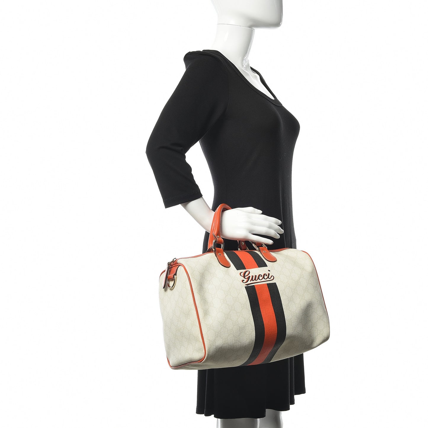 GG Plus Monogram Web Stripe Medium Joy Boston Orange