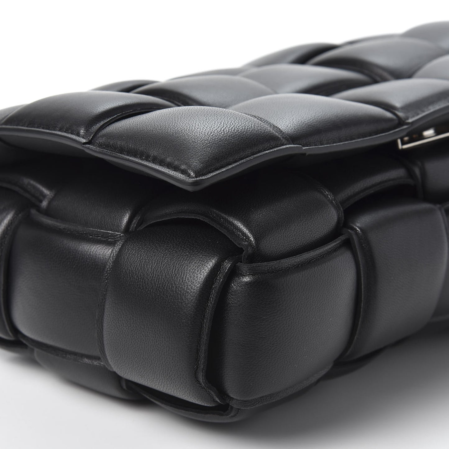 Nappa Maxi Intreccio Padded Cassette Crossbody Bag Black