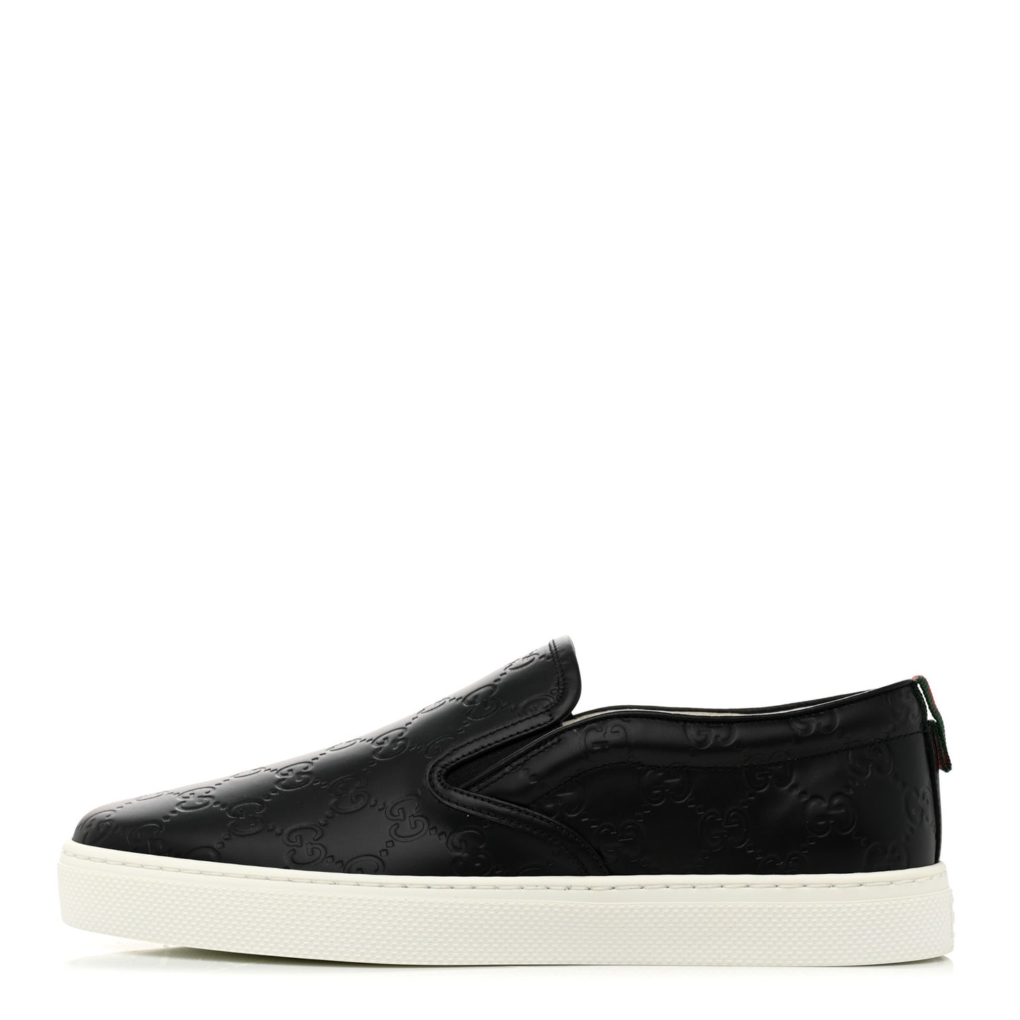 Calfskin GG Monogram Embossed Perforated Mens Dublin Slip On Sneakers 8 Black