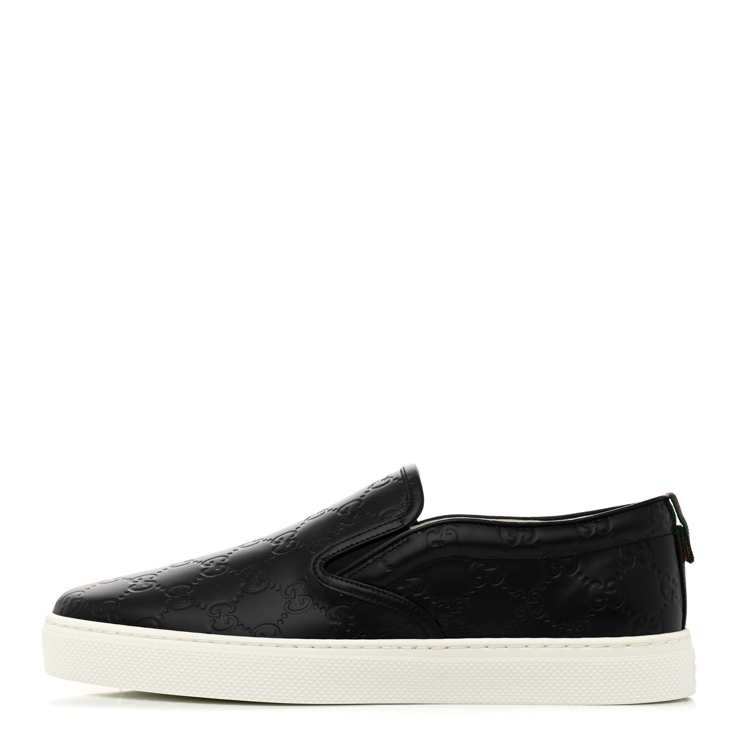 Gucci Calfskin GG Monogram Embossed Perforated Mens Dublin Slip On Sneakers 8 Black 1 of 9