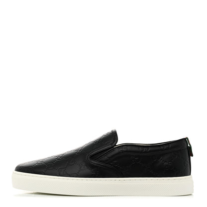 Gucci Calfskin GG Monogram Embossed Perforated Mens Dublin Slip On Sneakers 8 Black 1 of 9