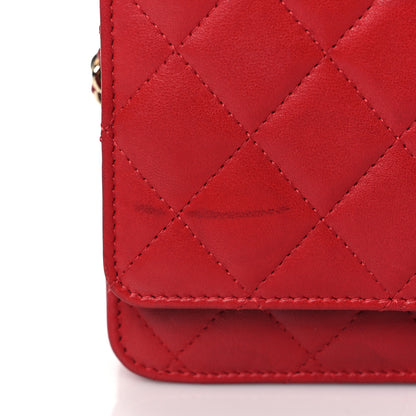 Chanel Lambskin Quilted Trendy CC Wallet On Chain WOC Red 11 of 12