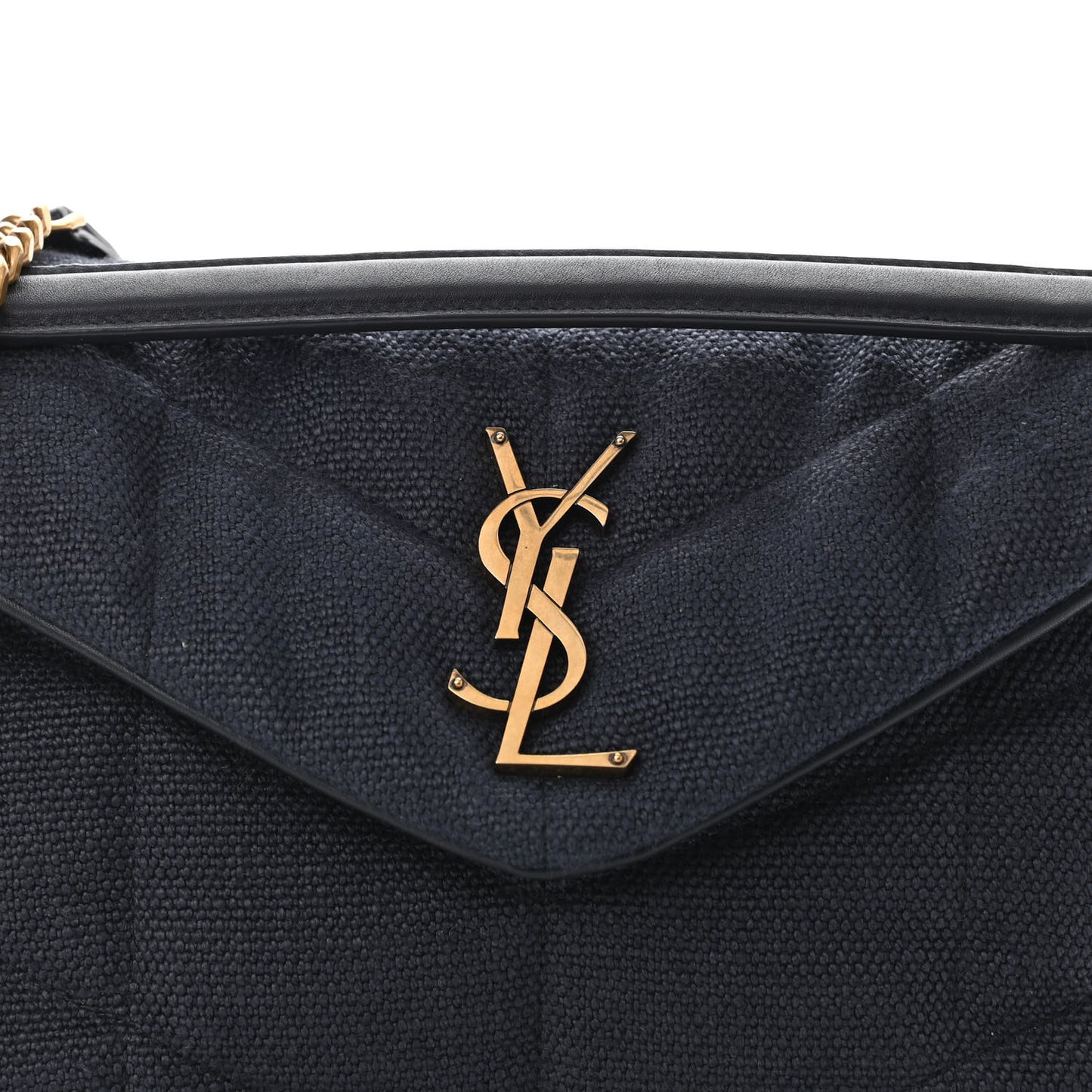 Canvas Quilted Small Loulou Puffer Monogram Chain Satchel Marine